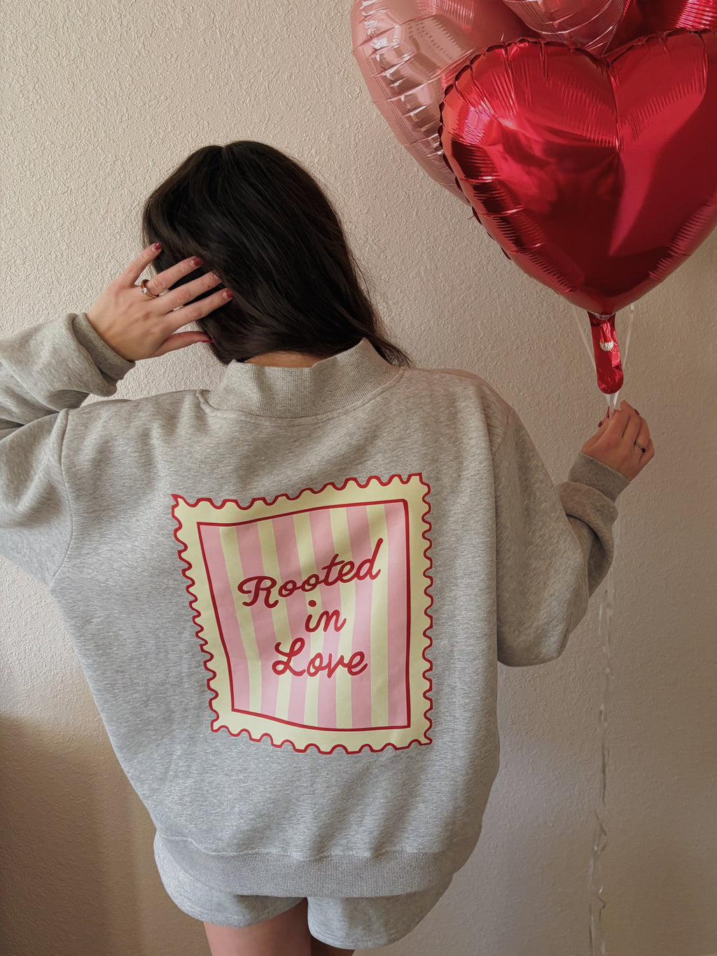 Cozy Grey Rooted In Love Mockneck