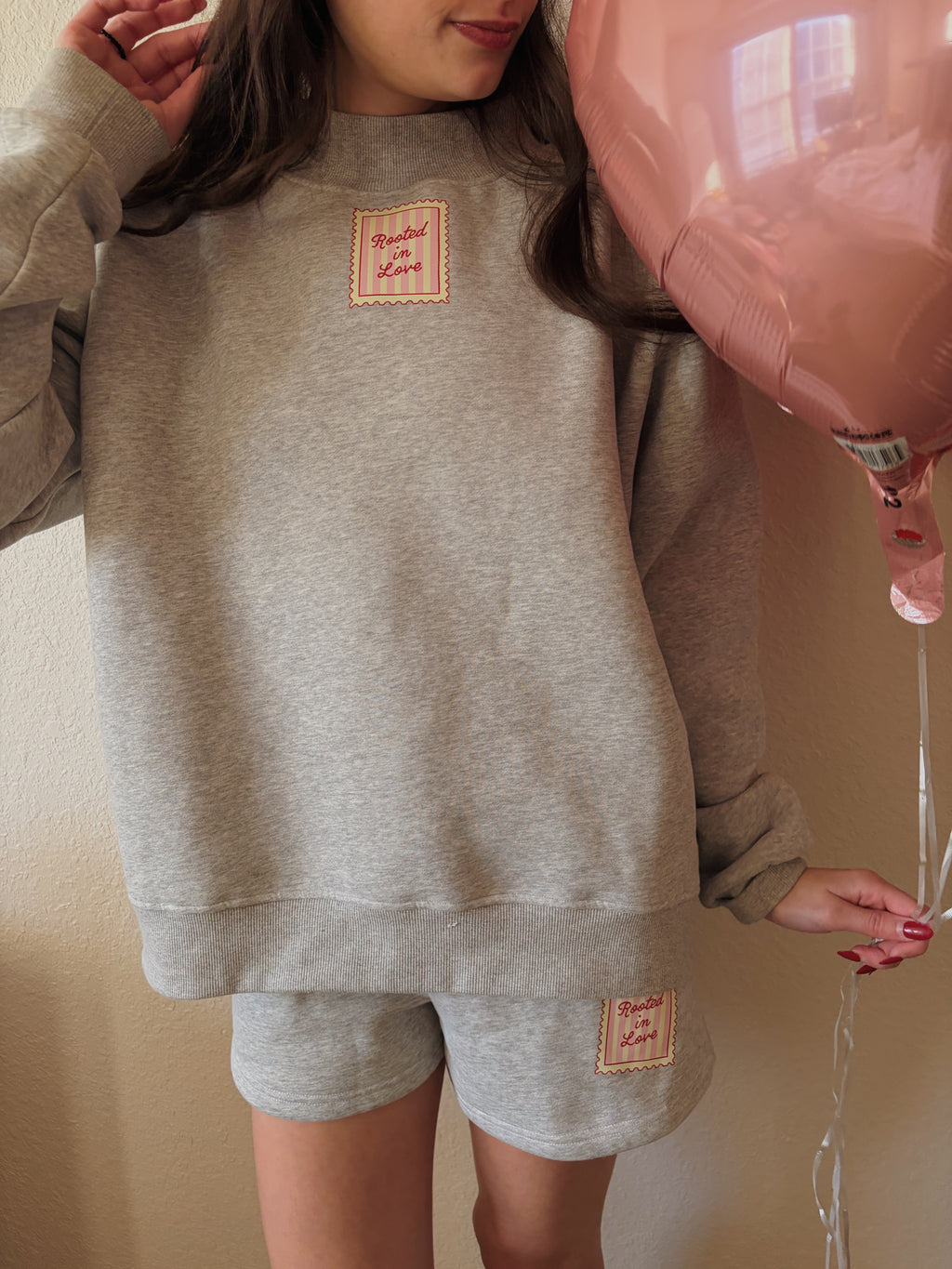 Cozy Grey Rooted In Love Mockneck