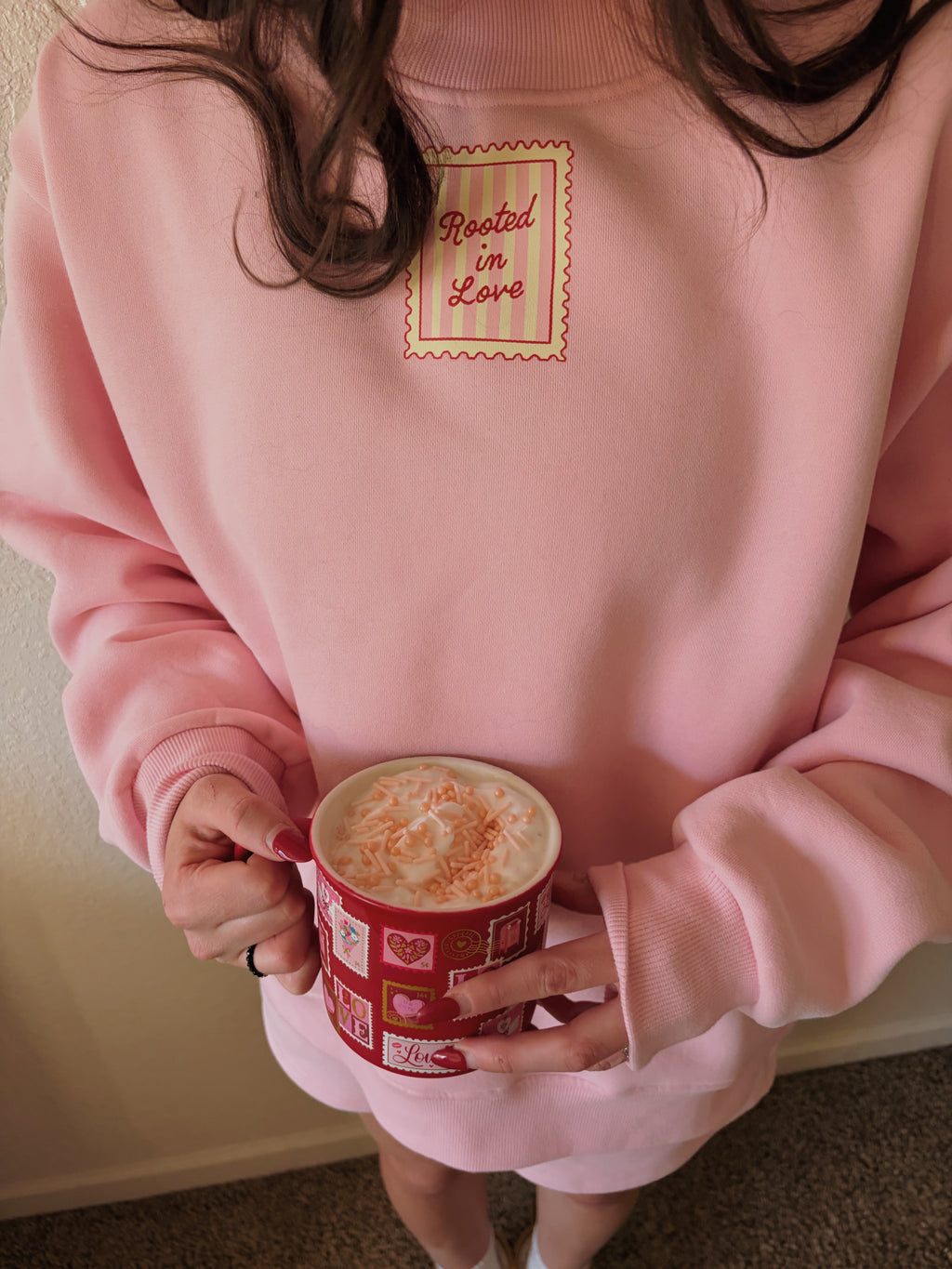 Darling Pink Rooted In Love Mockneck